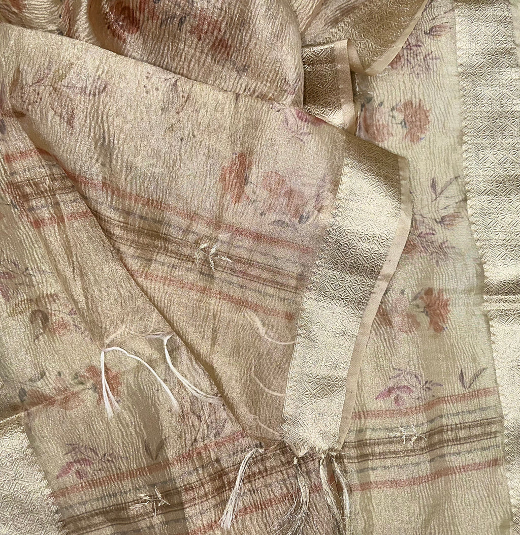Brown Pure Organza Traditional Indian Zardozi Hand Embroidery Work Often Used For Ethnic Wear Unstitched Suit
