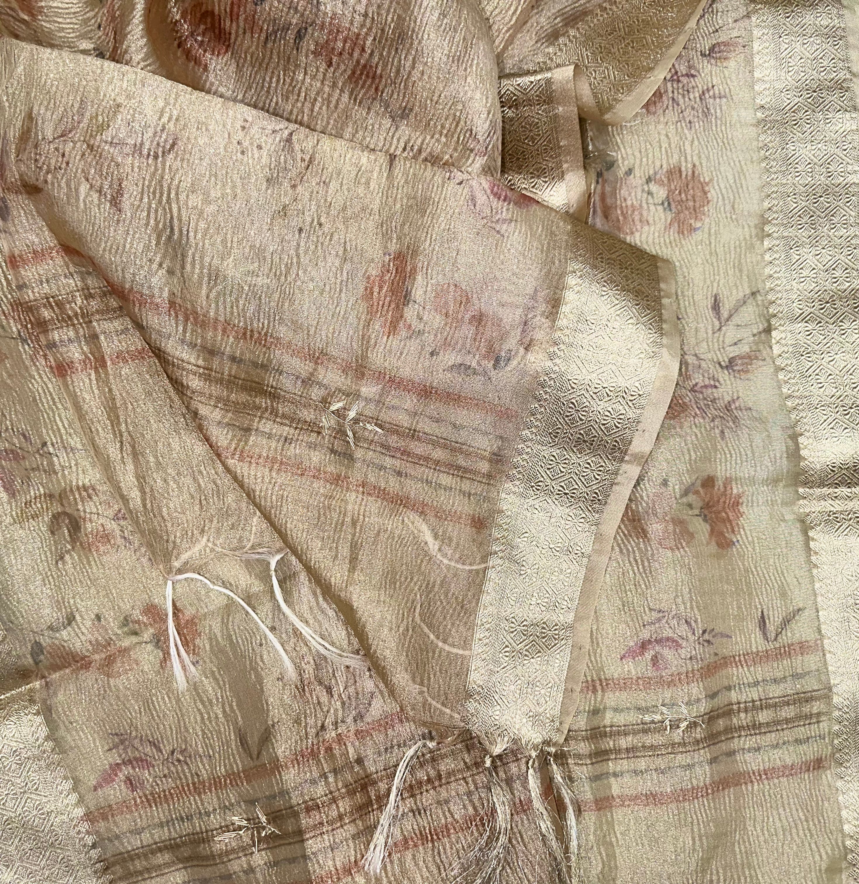 Brown Pure Organza Traditional Indian Zardozi Hand Embroidery Work Often Used For Ethnic Wear Unstitched Suit