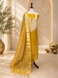 Mustard with Zardozi, Bead, and Sequin Hand Embroidery Work Unstitched Suit