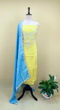 Yellow Pure Organza Zardozi hand embroidery featuring delicate threadwork, beads, and Sequins. unstitched suit