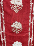 Maroon Crushed Organza with Pearl, Cutdana Zari Thread Handwork Unstitched Suit
