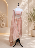 Golden Tissue with zardozi, bead, and sequin hand embroidery work unstitched suit
