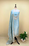 Ice blue Tissue with zardozi, bead, and sequin hand embroidery work unstitched suit - Kalamusk GPA152