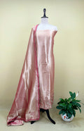 Pink Brocade with Zardozi, Bead, and Sequins Hand Embroidery Work Unstitched Suit
