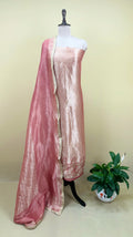 Light Pink Brocade with Zardozi, Bead, and Sequins Hand Embroidery Work Unstitched Suit