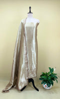 Brown Brocade with Zardozi, Bead, and Sequins Hand Embroidery Work Unstitched Suit