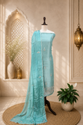 Green Tissue with Zardozi, Bead, and Sequin Hand Embroidery Work Unstitched Suit