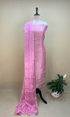 Pink Tissue with Zardozi, Bead, and Sequin Hand Embroidery Work Unstitched Suit - Kalamusk