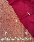 Wine Brocade with Zardozi, Bead, and Sequin Hand Embroidery Work Unstitched Suit