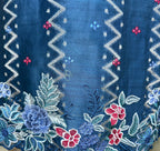 Teal Blue Maheshwari Silk Featuring Intricate Floral Embroidery and Silver Zigzag Thread Work Unstitched Suit