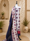 Purple and Maroon Pichwai Print with Kantha Work Border Unstitched Suit