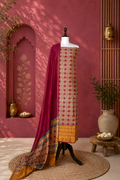 Mustard with Red Patola Print with Kanta Work Border Unstitched Suit