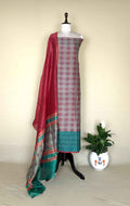 Green with Orange Patola Print with Kanta Work Border Unstitched Suit