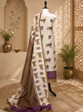 Mustard and Lilac Pichwai Print with Kantha Work Border Unstitched Suit