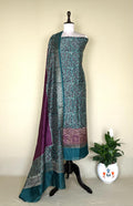 Green and Hot Pink Kalamkari Print Handloom Maheshwari Silk with Zari Weaving Border Unstitched Suit - Kalamusk LCA072