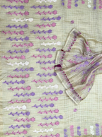 Beige Cotton Chanderi Kantha Purple Thread Hand Embroidery Unstitched Suit