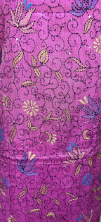 Purple Cotton Chanderi Kantha Hand Stitched Unstitched Suit