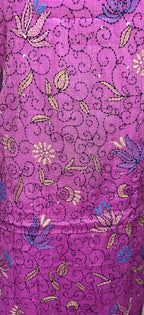 Purple Cotton Chanderi Kantha Hand Stitched Unstitched Suit