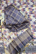 Wine Ikat Print with Embroidered Border Unstitched Suit - Kalamusk LCA104