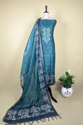 Teal Green Hand Embroidered Kora Chanderi with Zari Buti Unstitched Suit - Kalamusk RCA108