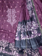 Wine Hand Embroidered Kora Chanderi with Zari Buti Unstitched Suit - Kalamusk RCA109