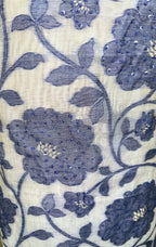 Beige Chanderi Handloom Purple Floral Subtle Sequin Work Unstitched Suit