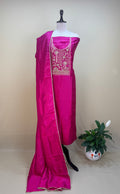 Pink with Zardozi, Bead, and Sequin Hand Embroidery Work Unstitched Suit - Kalamusk