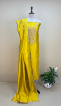 Yellow with Zardozi, Bead, and Sequin Hand Embroidery Work Unstitched Suit