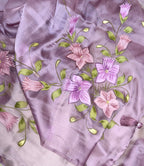 Lavender Pure Organza Featuring Elegant Hand-Painted Floral Design Combined With Hand Embroidery Detailing Unstitched Suit