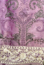Purple Intricate Gold Embroidery and Additional Floral Patterns Unstitched Suit