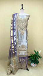 Lavender with Thread Work Unstitched Suit - Kalamusk
