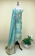 Turquoise Green Featuring Floral Embroidery and Decorative Beadwork Sequined Applique Embroidery Unstitched Suit