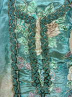 Turquoise Green Featuring Floral Embroidery and Decorative Beadwork Sequined Applique Embroidery Unstitched Suit