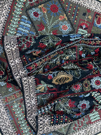Black Organza Multi Colour Thread Embroidery and Heavy Silver Zari Work Unstitched Suit