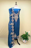 Blue Pure Organza with Featuring Intricate Traditional Embroidery Unstitched Suit