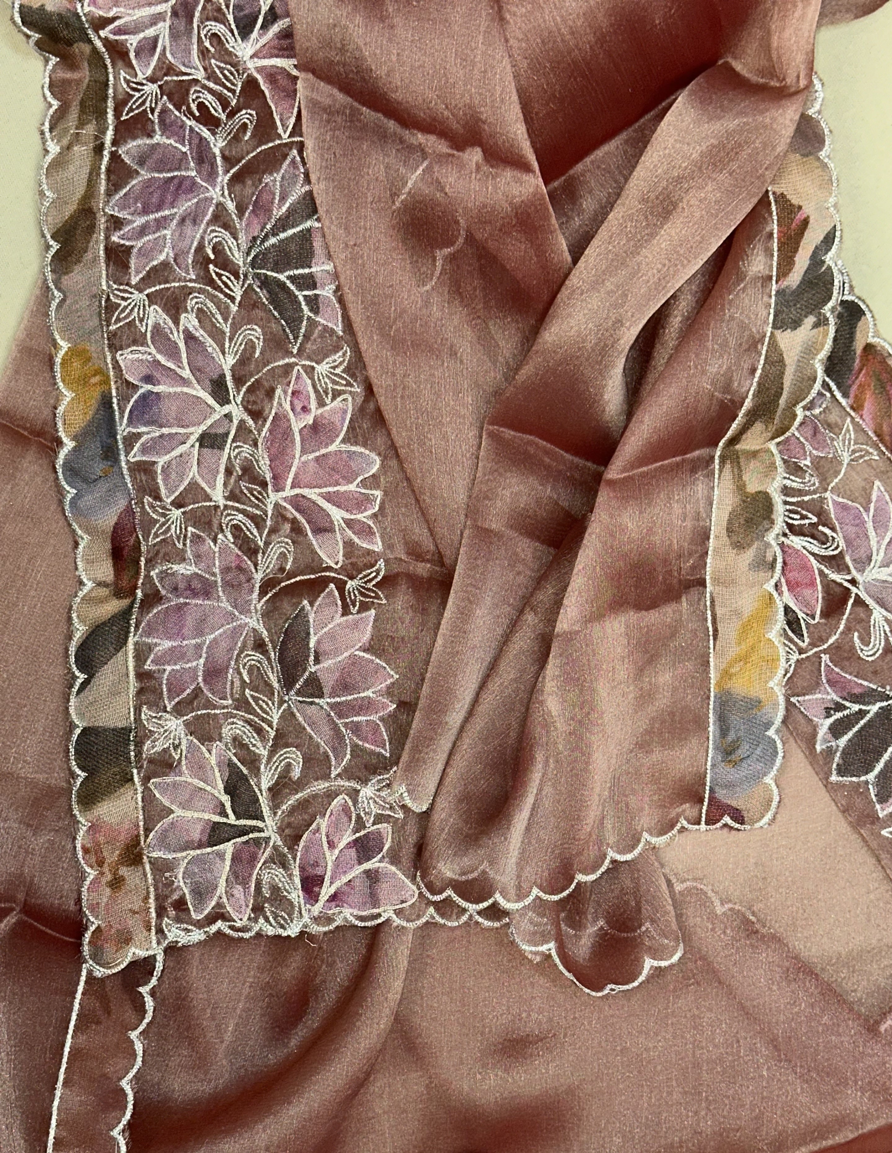 Onion Pure Tissue Featuring Floral Embroidery and Shimmering Sequined Applique
