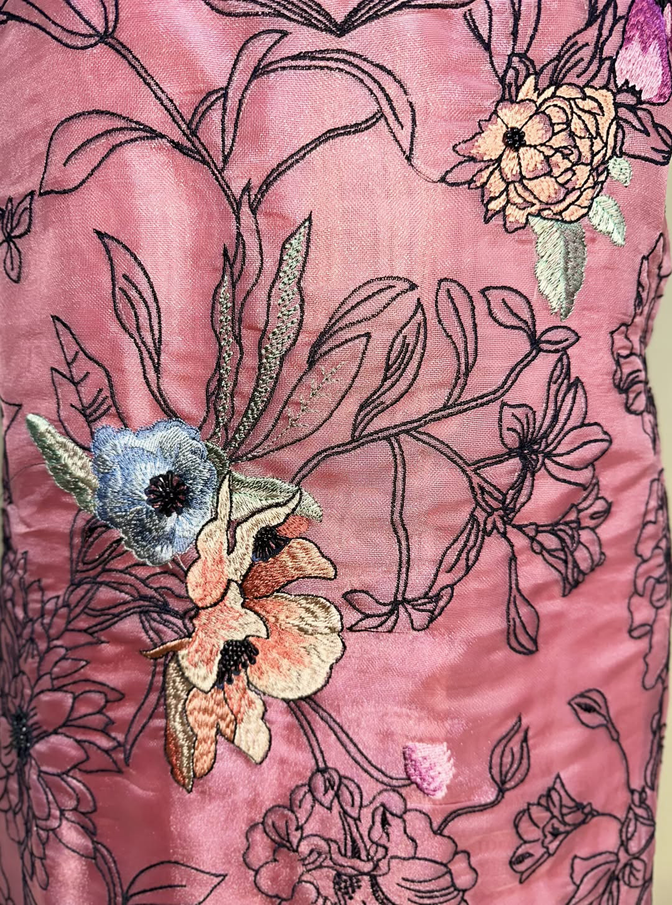Pink Organza Floral Parsi Embroidered Sequins Work Unstitched Suit